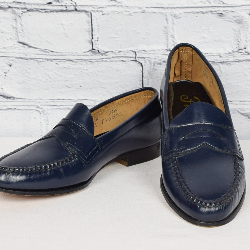 Vintage Women's Personality Dark Blue Penny Loafers - 4-1/2 B